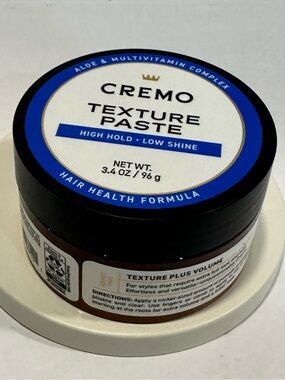 Cremo Men's Hairstyling Texture Paste / High Hold, Low Shine - Size 3.4oz.